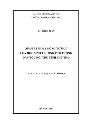 Luận văn thạc sĩ vnu ued quản lý hoạt động tự học của học sinh trường phổ thông dân tộc nội trú tỉnh phú thọ