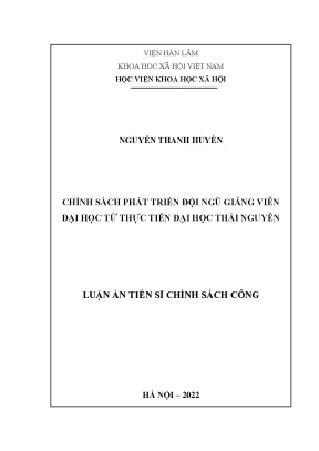 Luận án tiến sĩ chính sách phát triển đội ngũ giảng viên đại học từ thực tiễn đại học thái nguyên