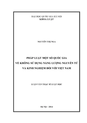 Luận văn thạc sĩ vnu ls pháp luật một số quốc gia về không sử dụng năng lượng nguyên tử và kinh nghiệm đối với việt nam