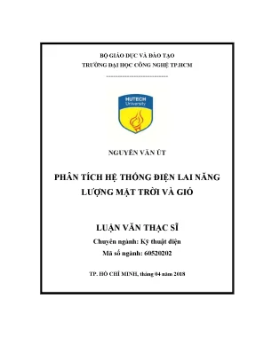 Luận văn thạc sĩ phân tích hệ thống điện lai năng lượng mặt trời và gió