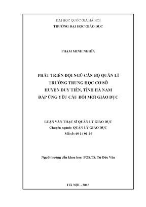 Luận văn thạc sĩ vnu ued phát triển đội ngũ cán bộ quản lí trường trung học cơ sở huyện duy tiên tỉnh hà nam đáp ứng yêu cầu đổi mới giáo dục