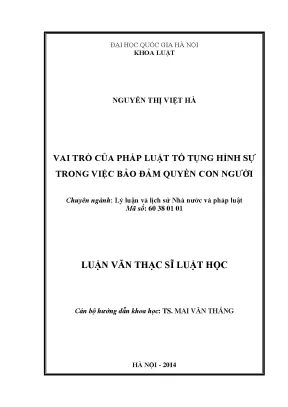 Luận văn thạc sĩ vnu ls vai trò của pháp luật tố tụng hình sự trong việc bảo đảm quyền con người