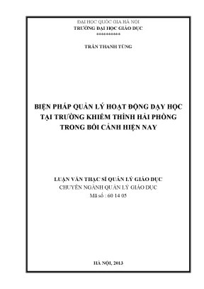 Luận văn thạc sĩ vnu ued biện pháp quản lý hoạt động dạy học tại trường khiếm thính hải phòng trong bối cảnh hiện nay