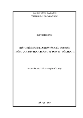 Luận văn thạc sĩ vnu ued phát triển năng lực hợp tác cho học sinh thông qua dạy học chương sự điện li hóa học 11