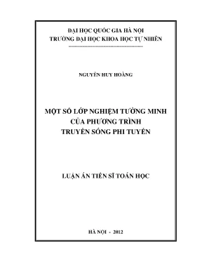 Luận án tiến sĩ hus một số lớp nghiệm tường minh của phương trình truyền sóng phi tuyến 62 46 01 05