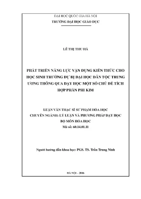 Luận văn thạc sĩ vnu ued phát triển năng lực vận dụng kiến thức cho học sinh trường dự bị đại học dân tộc trung ương thông qua dạy học một số chủ đề tích hợp phần phi kim