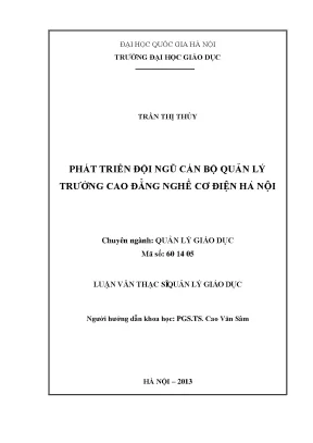 Luận văn thạc sĩ vnu ued phát triển đội ngũ cán bộ quản lý trường cao đẳng nghề cơ điện hà nội