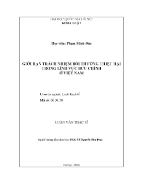 Luận văn thạc sĩ vnu ls giới hạn trách nhiệm bồi thường thiệt hại trong lĩnh vực bưu chính ở việt nam