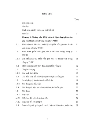 Luận văn thạc sĩ vnu ls định đoạt phần vốn góp của thành viên trong công ty tnhh theo pháp luật việt nam