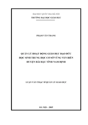 Luận văn thạc sĩ vnu ued quản lý hoạt động giáo dục đạo đức học sinh trung học cơ sở vùng ven biển huyện hải hậu tỉnh nam định