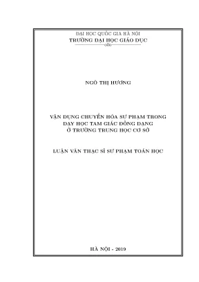 Luận văn thạc sĩ vnu ued vận dụng chuyển hóa sư phạm trong dạy học tam giác đồng dạng ở trường trung học cơ sở