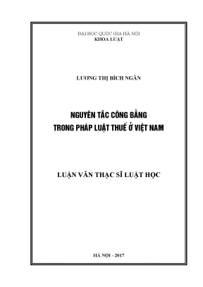 Luận văn thạc sĩ vnu ls nguyên tắc công bằng trong pháp luật thuế ở việt nam