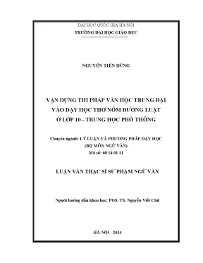 Luận văn thạc sĩ vnu ued vận dụng thi pháp văn học trung đại vào dạy học thơ nôm đường luật ở lớp 10 trung học phổ thông