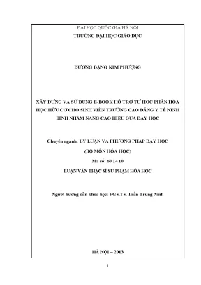 Luận văn thạc sĩ vnu ued xây dựng và sử dụng e book hỗ trợ tự học phần hóa học hữu cơ cho sinh viên trường cao đẳng y tế ninh bình nhằm nâng cao hiệu quả dạy học