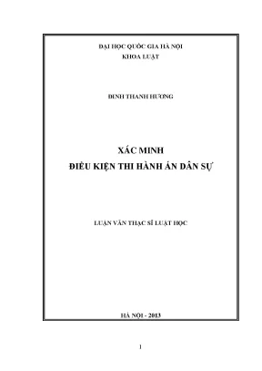 Luận văn thạc sĩ vnu ls xác minh điều kiện thi hành án dân sự