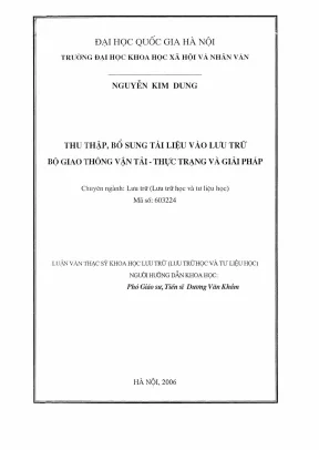 Luận văn thạc sĩ ussh thu thập bổ sung tài liệu vào lưu trữ bộ giao thông vận tải thực trạng và giải pháp