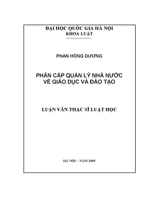 Luận văn thạc sĩ vnu ls phân cấp quản lý nhà nước về giáo dục và đào tạo