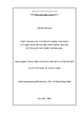 Luận văn thạc sĩ vnu ued thực trạng các vấn đề sức khỏe tâm thần của học sinh trung học phổ thông nội trú ở vùng dân tộc thiểu số phía bắc 60 14 10
