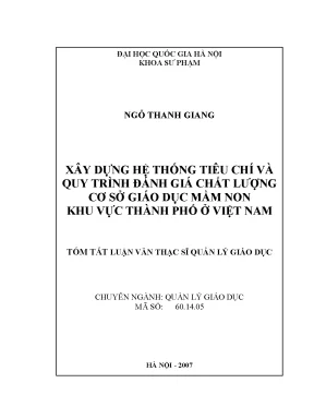 Luận văn thạc sĩ vnu ued xây dựng hệ thống tiêu chí và quy trình đánh giá chất lượng cơ sở giáo dục mầm non khu vực thành phố ở việt nam