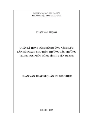 Luận văn thạc sĩ vnu ued quản lý hoạt động bồi dưỡng năng lực lập kế hoạch cho hiệu trưởng các trường trung học phổ thông tỉnh tuyên quang