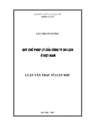 Luận văn thạc sĩ vnu ls quy chế pháp lý của công ty du lịch ở việt nam
