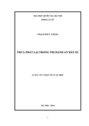 Luận văn thạc sĩ vnu ls thừa phát lại trong thi hành án dân sự