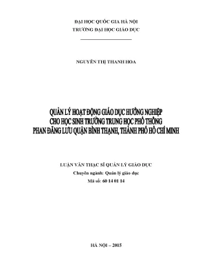 Luận văn thạc sĩ vnu ued quản lý hoạt động giáo dục hướng nghiệp cho học sinh trường thpt phan đăng lưu quận bình thạnh thành phố hồ chí minh