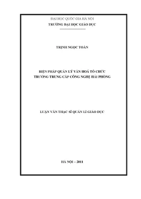 Luận văn thạc sĩ vnu ued biện pháp quản lý văn hóa tổ chức trường trung cấp công nghệ hải phòng