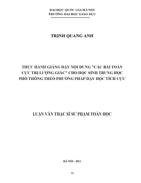 Luận văn thạc sĩ vnu ued thực hành giảng dạy nội dung các bài toán cực trị lượng giác cho học sinh trung học phổ thông theo phương pháp dạy học tích cực