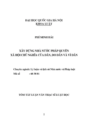 Luận văn thạc sĩ vnu ls xây dựng nhà nước pháp quyền xã hội chủ nghĩa của dân do dân và vì dân