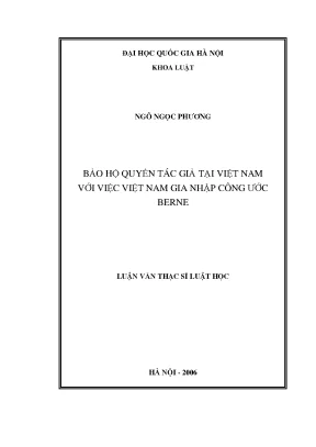 Luận văn thạc sĩ vnu ls bảo hộ quyền tác giả tại việt nam với việc việt nam gia nhập công ước berne001