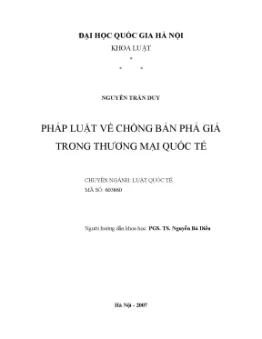 Luận văn thạc sĩ vnu ls pháp luật về chống bán phá giá trong thương mại quốc tế