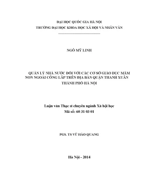 Luận văn thạc sĩ ussh quản lý nhà nước đối với các cơ sở giáo dục mần non ngoài công lập trên địa bàn quận thanh xuân thành phố hà nội