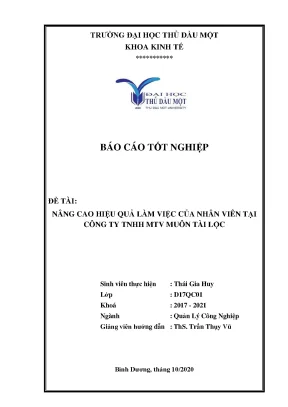 Khóa luận tốt nghiệp nâng cao hiệu quả làm việc của nhân viên tại công ty tnhh mtv muôn tài lộc
