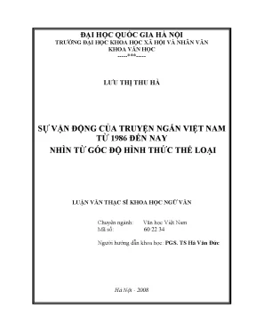 Luận văn thạc sĩ ussh sự vận động của truyện ngắn việt nam từ 1986 đến nay nhìn từ góc độ hình thức thể loại