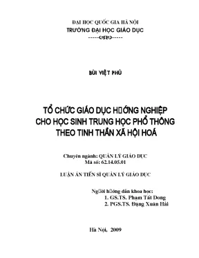 Luận văn thạc sĩ vnu ued tổ chức giáo dục hướng nghiệp cho học sinh trung học phổ thông theo tinh thần xã hội hóa
