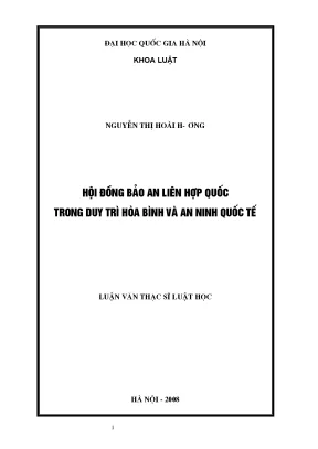 Luận văn thạc sĩ vnu ls hội đồng bảo an liên hợp quốc trong duy trì hòa bình và an ninh quốc tế