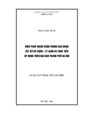 Luận văn thạc sĩ vnu ls biện pháp ngăn chặn trong giai đoạn xét xử sơ thẩm lý luận và thực tiễn áp dụng trên địa bàn thành phố hà nội
