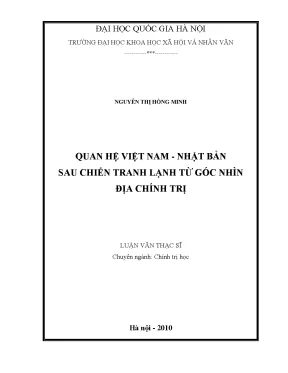 Luận văn thạc sĩ ussh quan hệ việt nam nhật bản sau chiến tranh lạnh từ góc nhìn địa chính trị