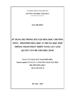 Luận văn thạc sĩ vnu ued sử dụng hệ thống bài tập hóa học chương nitơ photpho hóa học 11 trung học phổ thông nhằm phát triển năng lực giải quyết vấn đề cho học sinh