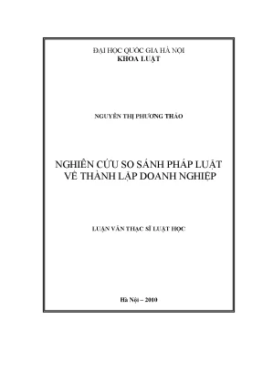 Luận văn thạc sĩ vnu ls nghiên cứu so sánh pháp luật về thành lập doanh nghiệp