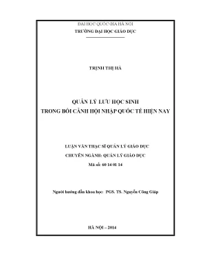 Luận văn thạc sĩ vnu ued quản lý lưu học sinh trong bối cảnh hội nhập quốc tế hiện nay