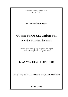 Luận văn thạc sĩ vnu ls quyền tham gia chính trị ở việt nam hiện nay