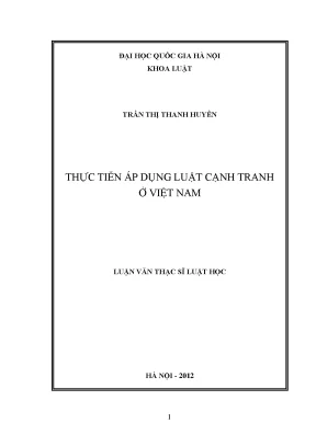 Luận văn thạc sĩ vnu ls thực tiễn áp dụng luật cạnh tranh ở việt nam