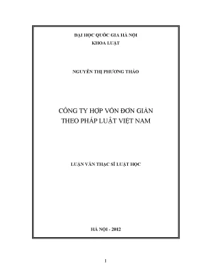 Luận văn thạc sĩ vnu ls công ty hợp vốn đơn giản theo pháp luật việt nam