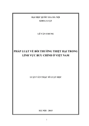 Luận văn thạc sĩ vnu ls pháp luật về bồi thường thiệt hại trong lĩnh vực bưu chính ở việt nam