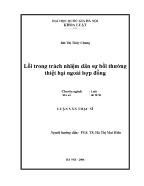 Luận văn thạc sĩ vnu ls lỗi trong trách nhiệm dân sự bồi thường thiệt hại ngoài hợp đồng
