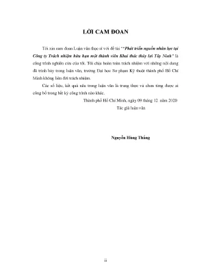 Luận văn thạc sĩ phát triển nguồn nhân lực tại công ty trách nhiệm hữu hạn một thành viên khai thác thủy lợi tây ninh