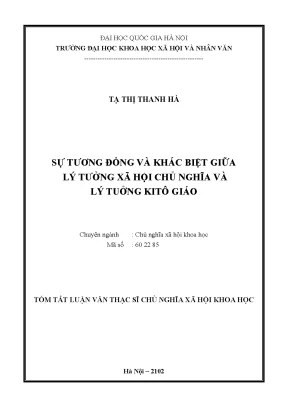 Luận văn thạc sĩ ussh sự tương đồng và khác biệt giữa lý tưởng xã hội chủ nghĩa và lý tưởng kitô giáo