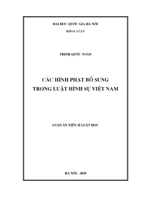 Luận văn thạc sĩ vnu ls các hình phạt bổ sung trong luật hình sự việt nam luận án ts luật 62 38 40 01